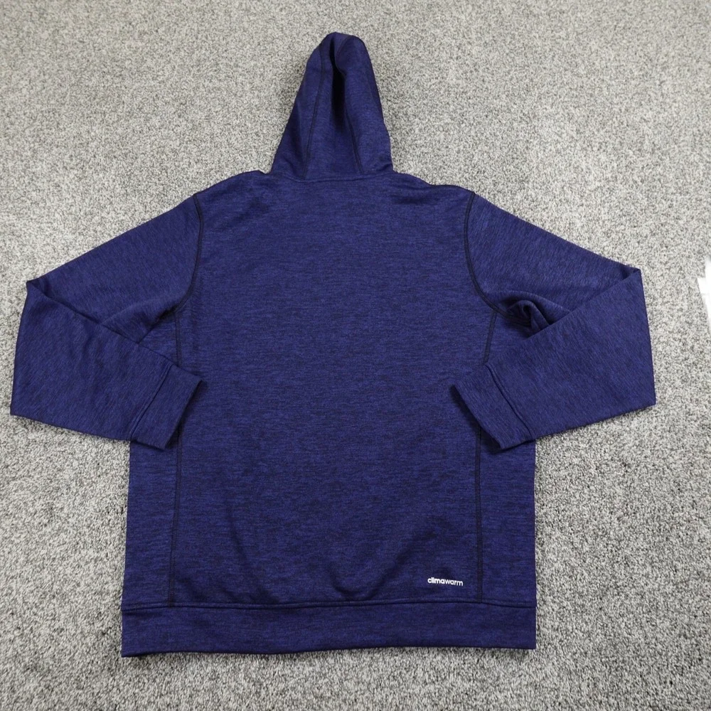 Adidas‎ Sweater Mens L Blue Logo ClimaWarm Pullover Sweatshirt Hoodie Athletic